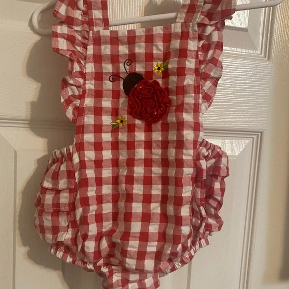 Goodlad Gingham Ladybug Ruffle Romper - Picture 2 of 7